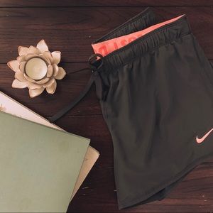 Nike Dri Fit Gray + Coral Running Shorts